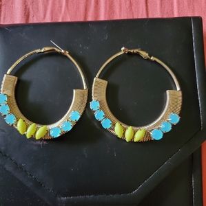 Bebe Caribbean Blue & green earrings hoops